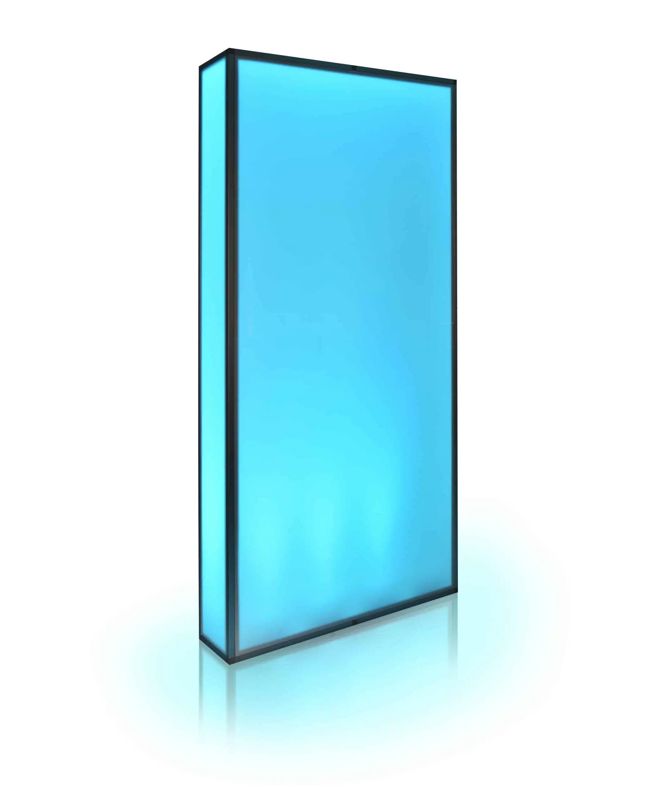 Illuminated blue panel for scenic elements rentals in Denver
